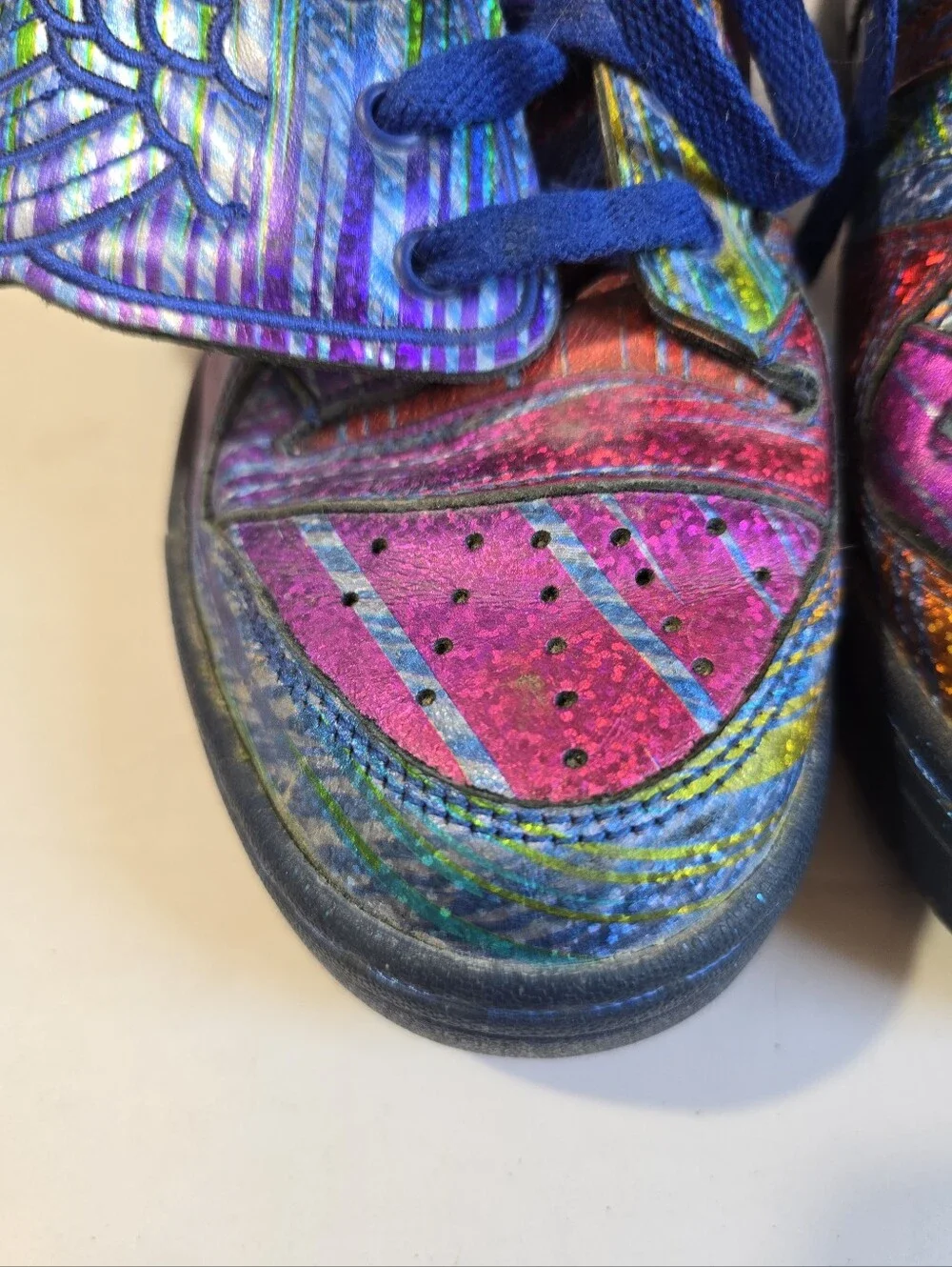 Adidas x Jeremy Scott JS Wings Iridescent Rainbow Sneakers Mens Size 7.5